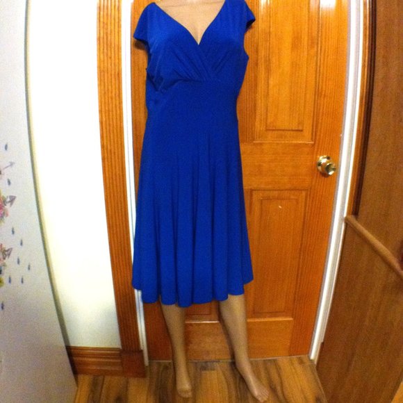 Lauren Ralph Lauren Royal Blue Surplice Dress - Picture 5 of 8